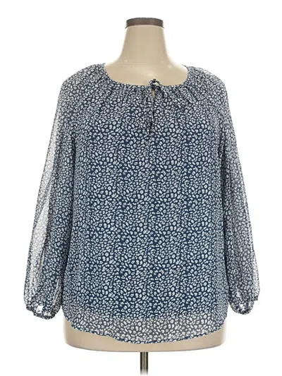 Pre-owned Unbranded 3/4 Sleeve Blouse In Blue