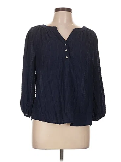 Pre-owned Unbranded 3/4 Sleeve Blouse In Blue