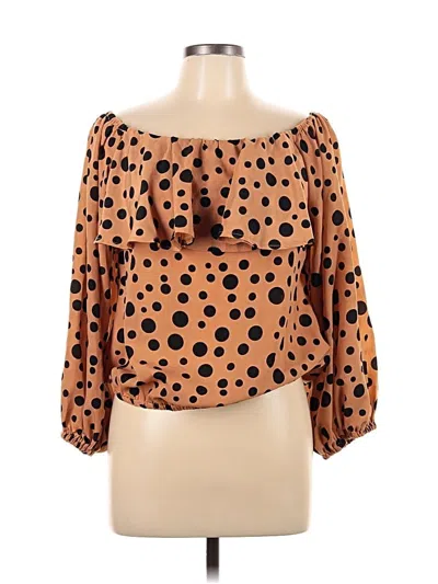 Pre-owned Unbranded 3/4 Sleeve Blouse In Brown