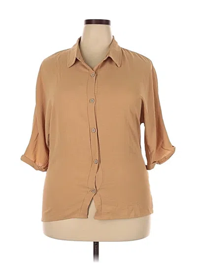 Pre-owned Unbranded 3/4 Sleeve Blouse In Brown
