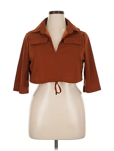 Pre-owned Unbranded 3/4 Sleeve Blouse In Brown