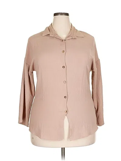 Pre-owned Unbranded 3/4 Sleeve Blouse In Brown