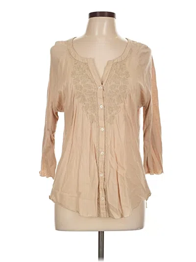 Pre-owned Unbranded 3/4 Sleeve Blouse In Brown