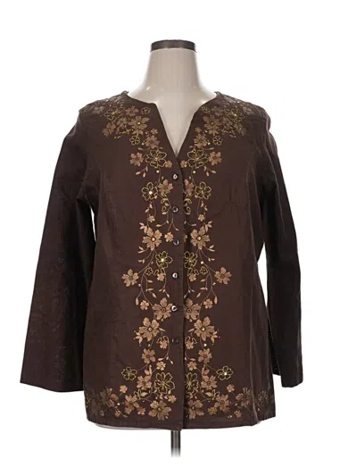 Pre-owned Unbranded 3/4 Sleeve Blouse In Brown
