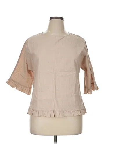 Pre-owned Unbranded 3/4 Sleeve Blouse In Brown