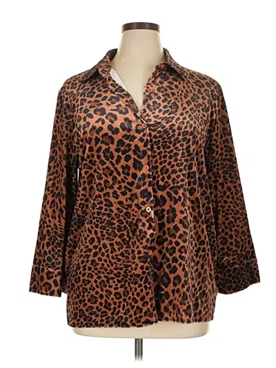 Pre-owned Unbranded 3/4 Sleeve Blouse In Brown