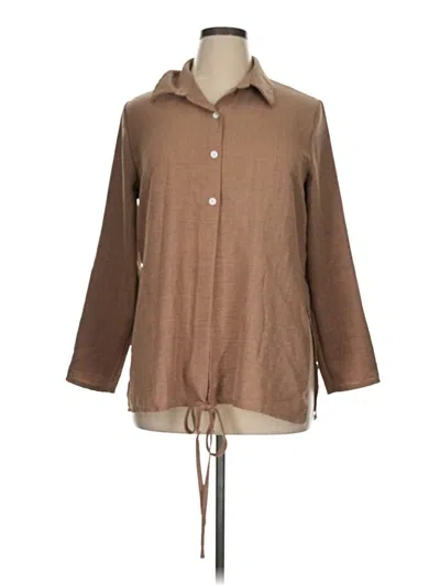 Pre-owned Unbranded 3/4 Sleeve Blouse In Brown