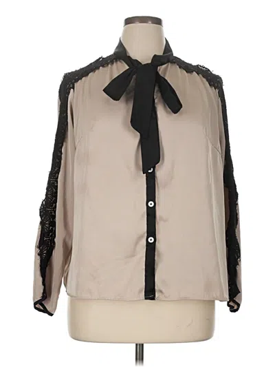 Pre-owned Unbranded 3/4 Sleeve Blouse In Brown