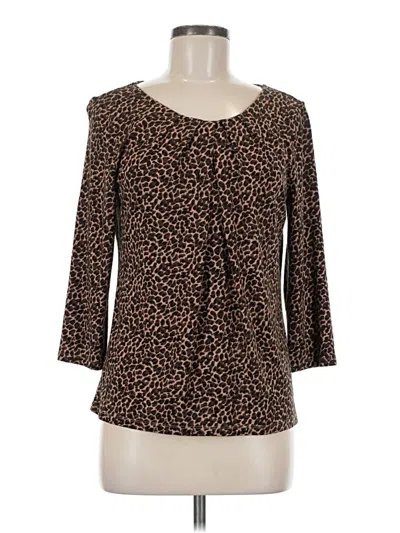 Pre-owned Unbranded 3/4 Sleeve Blouse In Brown