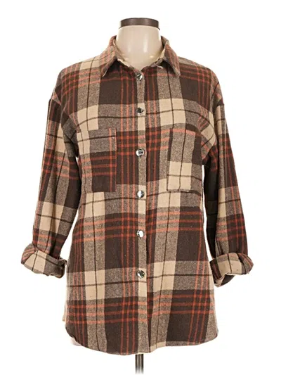 Pre-owned Unbranded 3/4 Sleeve Blouse In Brown