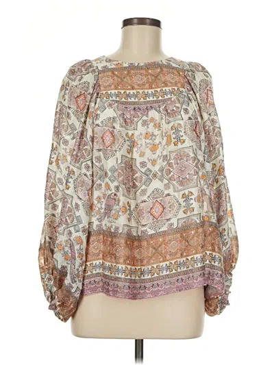 Pre-owned Unbranded 3/4 Sleeve Blouse In Brown