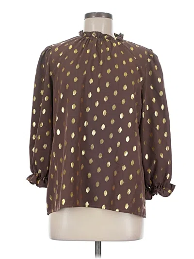 Pre-owned Unbranded 3/4 Sleeve Blouse In Brown