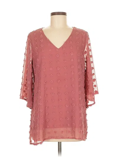 Pre-owned Unbranded 3/4 Sleeve Blouse In Burgundy