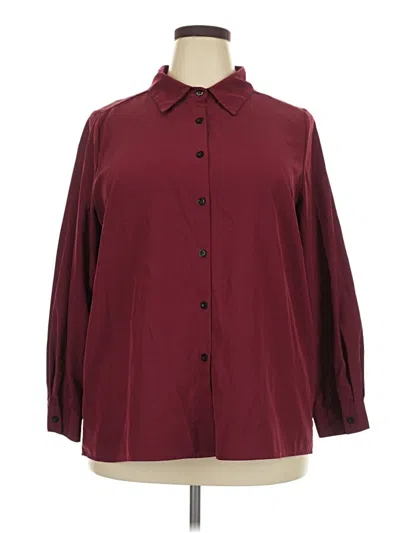 Pre-owned Unbranded 3/4 Sleeve Blouse In Burgundy