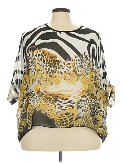 Pre-owned Unbranded 3/4 Sleeve Blouse In Gold