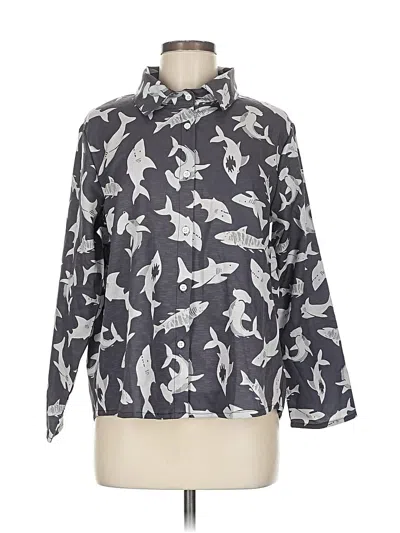 Pre-owned Unbranded 3/4 Sleeve Blouse In Gray