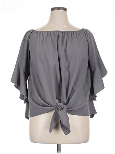 Pre-owned Unbranded 3/4 Sleeve Blouse In Gray