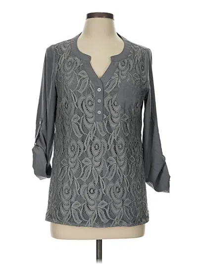 Pre-owned Unbranded 3/4 Sleeve Blouse In Gray