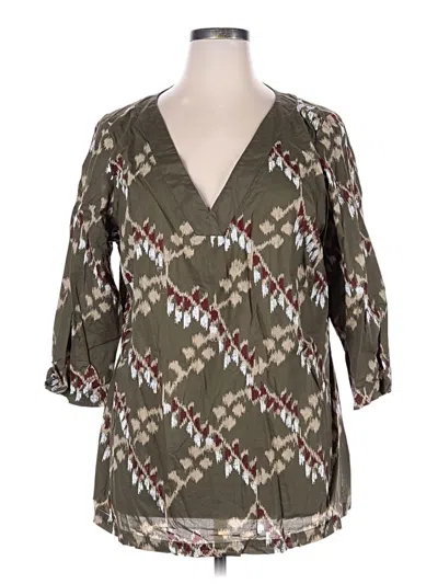 Pre-owned Unbranded 3/4 Sleeve Blouse In Green