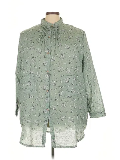 Pre-owned Unbranded 3/4 Sleeve Blouse In Green