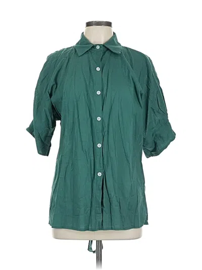Pre-owned Unbranded 3/4 Sleeve Blouse In Green