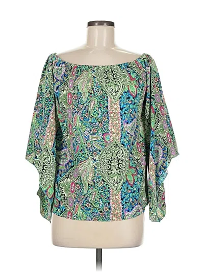 Pre-owned Unbranded 3/4 Sleeve Blouse In Green