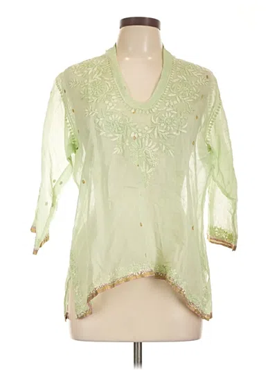 Pre-owned Unbranded 3/4 Sleeve Blouse In Green