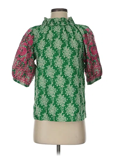 Pre-owned Unbranded 3/4 Sleeve Blouse In Green