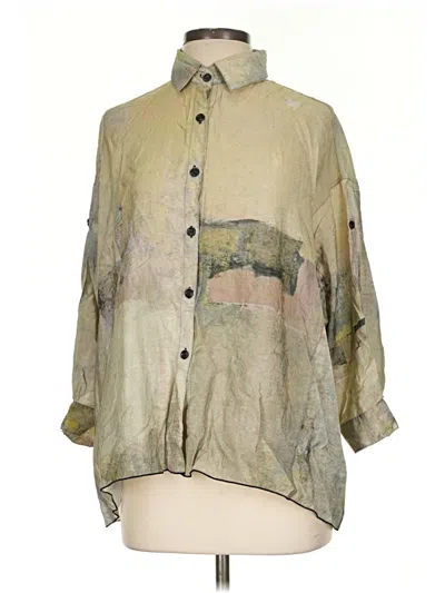 Pre-owned Unbranded 3/4 Sleeve Blouse In Green