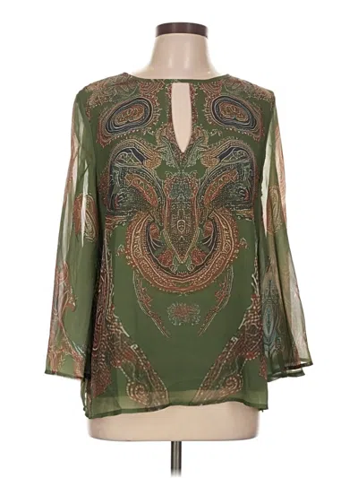 Pre-owned Unbranded 3/4 Sleeve Blouse In Green
