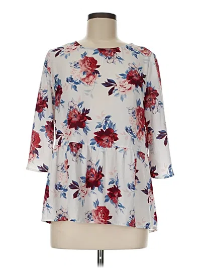 Pre-owned Unbranded 3/4 Sleeve Blouse In Ivory