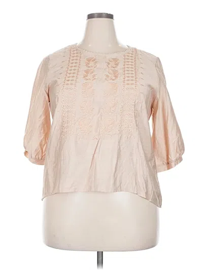 Pre-owned Unbranded 3/4 Sleeve Blouse In Ivory