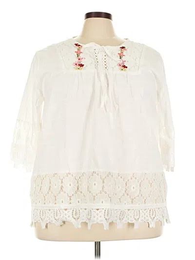 Pre-owned Unbranded 3/4 Sleeve Blouse In Ivory
