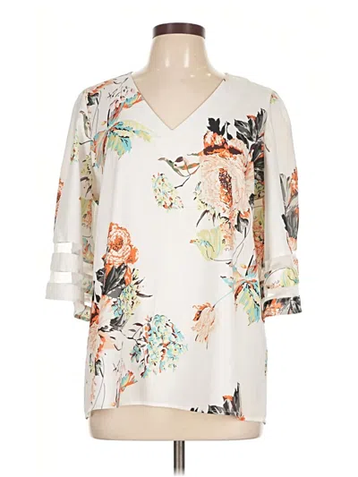 Pre-owned Unbranded 3/4 Sleeve Blouse In Ivory