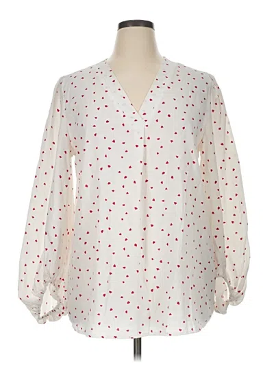 Pre-owned Unbranded 3/4 Sleeve Blouse In Ivory