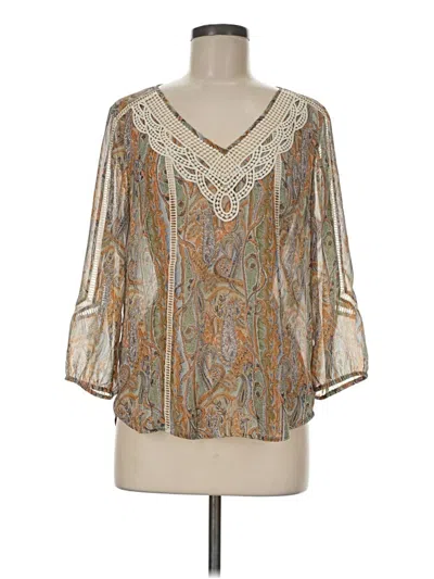 Pre-owned Unbranded 3/4 Sleeve Blouse In Ivory