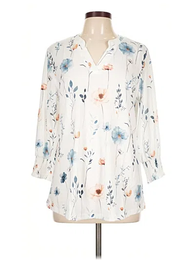 Pre-owned Unbranded 3/4 Sleeve Blouse In Ivory