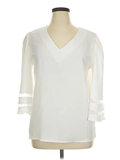 Pre-owned Unbranded 3/4 Sleeve Blouse In Ivory