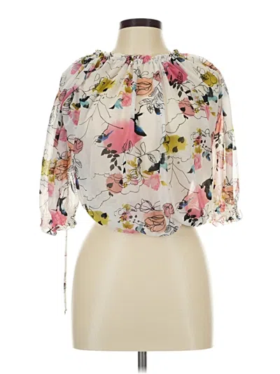 Pre-owned Unbranded 3/4 Sleeve Blouse In Ivory