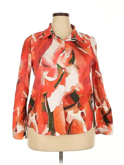 Pre-owned Unbranded 3/4 Sleeve Blouse In Orange