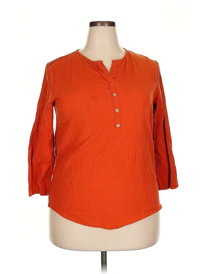 Pre-owned Unbranded 3/4 Sleeve Blouse In Orange