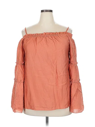 Pre-owned Unbranded 3/4 Sleeve Blouse In Orange