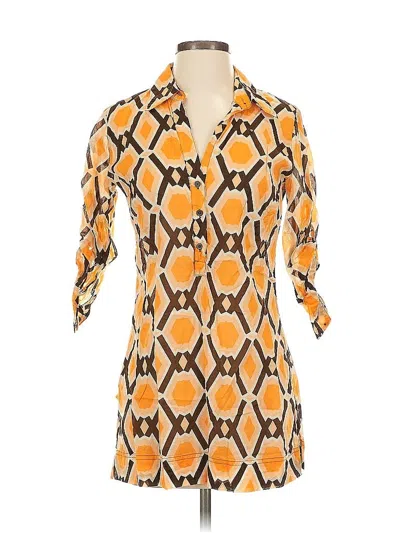 Pre-owned Unbranded 3/4 Sleeve Blouse In Orange