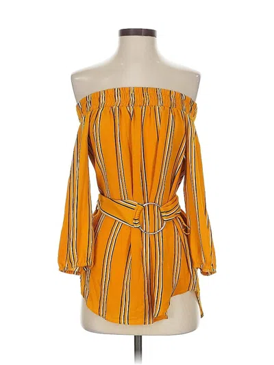 Pre-owned Unbranded 3/4 Sleeve Blouse In Orange