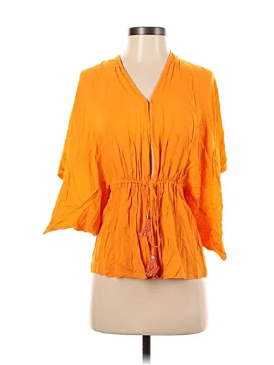 Pre-owned Unbranded 3/4 Sleeve Blouse In Orange