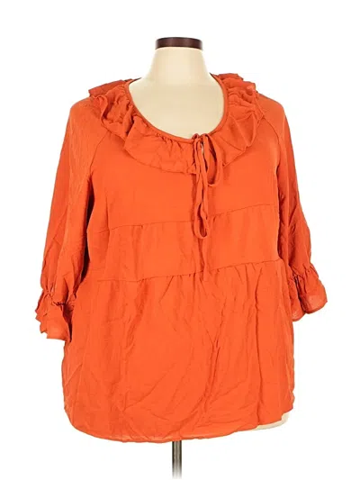Pre-owned Unbranded 3/4 Sleeve Blouse In Orange