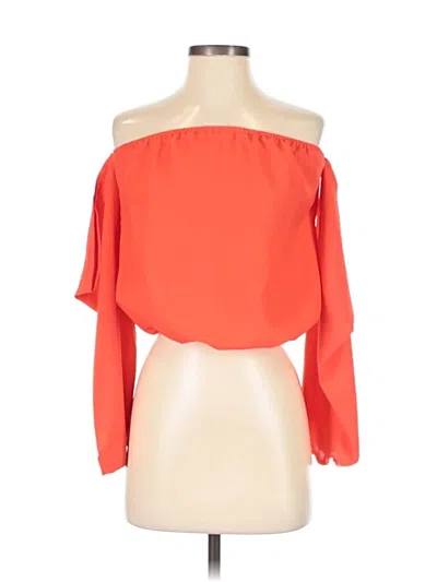 Pre-owned Unbranded 3/4 Sleeve Blouse In Orange