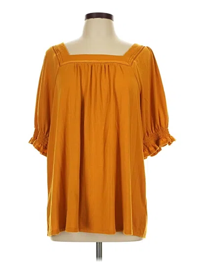 Pre-owned Unbranded 3/4 Sleeve Blouse In Orange