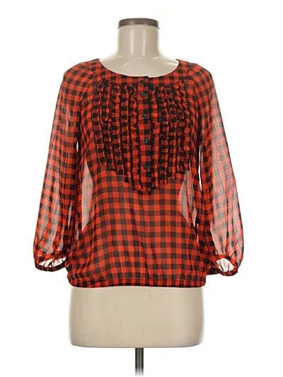 Pre-owned Unbranded 3/4 Sleeve Blouse In Orange