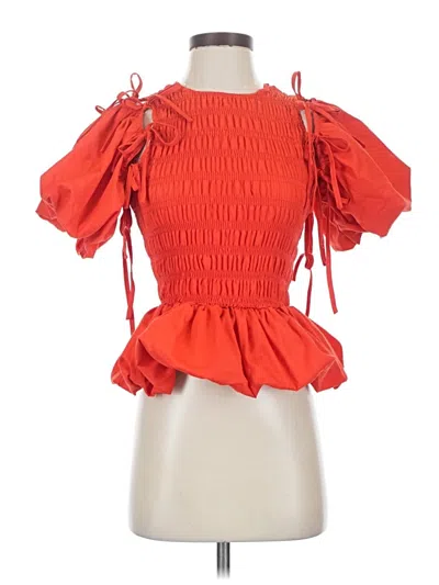 Pre-owned Unbranded 3/4 Sleeve Blouse In Orange